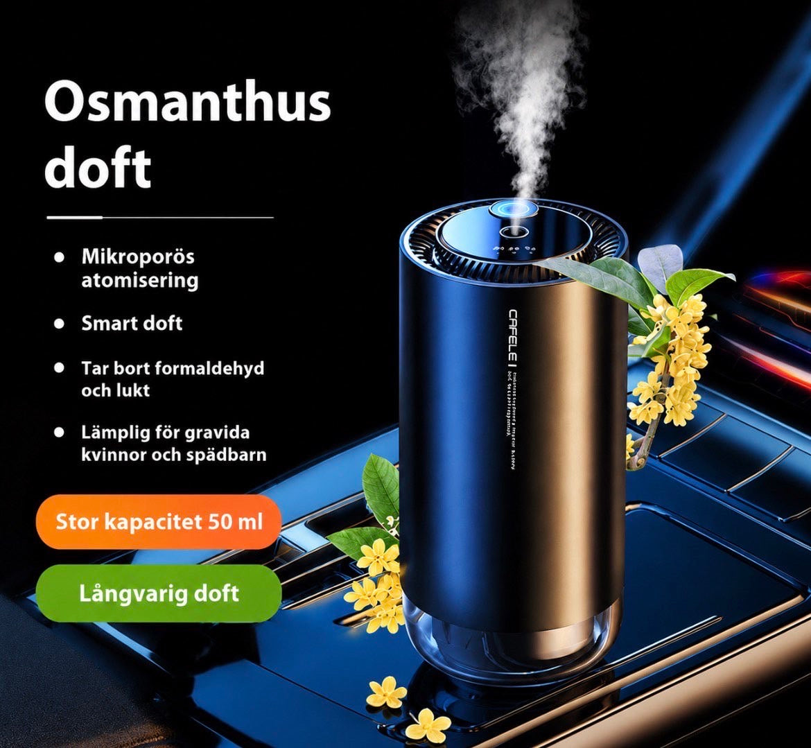 Bärbar luftfuktare – Frisk Luft & dofter CarGlow